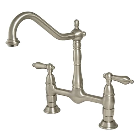 Kingston Brass KS1178AL Heritage Bridge Kitchen Faucet, Brushed Nickel KS1178AL